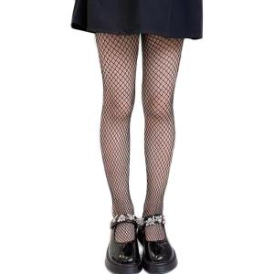 imageLOLANTA Girls Sparkle Tights 2 Pack Fishnet Rhinestone Stockings for Kids Glitter Shimmer Mesh PantyhoseBlackfishnetsmall