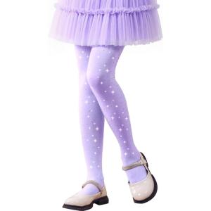 imageLOLANTA Girls Stockings 2 Pack Sparkle Tights Kids Stretchy Rhinestone Glitter Seethrough Pantyhose for 612YPurple