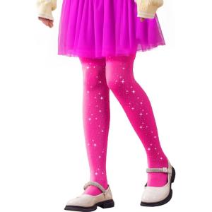 imageLOLANTA Girls Stockings 2 Pack Sparkle Tights Kids Stretchy Rhinestone Glitter Seethrough Pantyhose for 612YRose