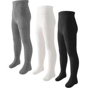 imageLOLANTA Girls Tights Cable Knit Stockings Fall Outfits Toddler Winter Cotton Pantyhose 3 Packs 210 YrsBlackWhiteGrey