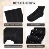 imageLOLANTA Girls Cable Knit Sparkle Tights Kids Seamless Footed Ribbed Cotton Stockings Warm School Uniform Leggings PantyhoseBlack White