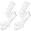 imageLOLANTA Girls Cable Knit Sparkle Tights Kids Seamless Footed Ribbed Cotton Stockings Warm School Uniform Leggings PantyhoseWhite White