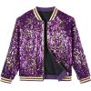 imageLOLANTA Girls Sequin Jacket Long Sleeve Kids Bomber Coats with Pockets Spring Fall Outfits for 415 YearsFlippurple to Gold