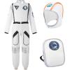 imageLOLANTA Astronaut Costume for Kids Space Suit Dress Up Outfit Jumpsuit Airplane Rocket Spacesuit with Helmet BackpackWhite