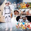 imageLOLANTA Astronaut Costume for Kids Space Suit Dress Up Outfit Jumpsuit Airplane Rocket Spacesuit with Helmet BackpackWhite