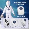 imageLOLANTA Astronaut Costume for Kids Space Suit Dress Up Outfit Jumpsuit Airplane Rocket Spacesuit with Helmet BackpackWhite