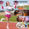 imageLOLANTA Girls ColdShoulder Cheerleader Costume Sparkle Mesh Patchwork Cheer Uniform Halloween Party Cheerleading OutfitPink