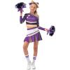 imageLOLANTA Girls ColdShoulder Cheerleader Costume Sparkle Mesh Patchwork Cheer Uniform Halloween Party Cheerleading OutfitPurple