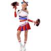imageLOLANTA Girls ColdShoulder Cheerleader Costume Sparkle Mesh Patchwork Cheer Uniform Halloween Party Cheerleading OutfitRed