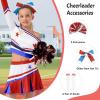 imageLOLANTA Girls ColdShoulder Cheerleader Costume Sparkle Mesh Patchwork Cheer Uniform Halloween Party Cheerleading OutfitRed