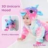 imageLOLANTA Toddler Girls Onepiece Jumpsuit Infant Fleece Hooded Rompers Unicorn Costume Halloween Christmas Birthday GiftsBlue Unicorn