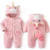 imageLOLANTA Toddler Girls Onepiece Jumpsuit Infant Fleece Hooded Rompers Unicorn Costume Halloween Christmas Birthday GiftsPink Unicorn