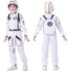 imageLOLANTA Astronaut Costume for Kids Space Suit Dress Up Outfit Jumpsuit Airplane Rocket Spacesuit with Helmet BackpackWhite
