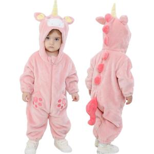 imageLOLANTA Toddler Girls Onepiece Jumpsuit Infant Fleece Hooded Rompers Unicorn Costume Halloween Christmas Birthday GiftsPink Unicorn