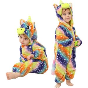 imageLOLANTA Toddler Girls Onepiece Jumpsuit Infant Fleece Hooded Rompers Unicorn Costume Halloween Christmas Birthday GiftsStarrysky Unicorn