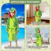 imageLOLANTA Boys Hooded Robes Fleece Dinosaur Bathrobe Kids Fuzzy Plush Pajamas Cartoon Nightgown Sleepwear 28YearsChecked Green