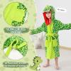 imageLOLANTA Boys Hooded Robes Fleece Dinosaur Bathrobe Kids Fuzzy Plush Pajamas Cartoon Nightgown Sleepwear 28YearsChecked Green