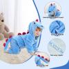 imageLOLANTA Toddler Dinosaur Animal Costume Unisex Baby Kids Flannel Hooded Romper Jumpsuit Dress Up OutfitBlue