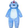 imageLOLANTA Toddler Dinosaur Animal Costume Unisex Baby Kids Flannel Hooded Romper Jumpsuit Dress Up OutfitBlue
