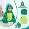 imageLOLANTA Toddler Dinosaur Animal Costume Unisex Baby Kids Flannel Hooded Romper Jumpsuit Dress Up OutfitDeep Green
