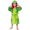 imageLOLANTA Boys Hooded Robes Fleece Dinosaur Bathrobe Kids Fuzzy Plush Pajamas Cartoon Nightgown Sleepwear 28YearsChecked Green