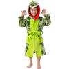 imageLOLANTA Boys Hooded Robes Fleece Dinosaur Bathrobe Kids Fuzzy Plush Pajamas Cartoon Nightgown Sleepwear 28YearsTiedye Green