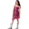 imageLOLANTA Girls Sequin Dress Kids Sparkly Gown for Christmas Wedding with Spaghetti Strap Detachable Asymmetrical Feather HemRosered