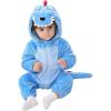 imageLOLANTA Toddler Dinosaur Animal Costume Unisex Baby Kids Flannel Hooded Romper Jumpsuit Dress Up OutfitBlue