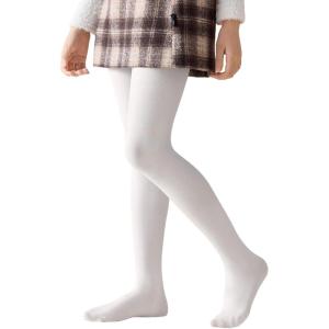 imageLOLANTA Girls Dance Tights Antislip Footed Super Soft Stockings for Kids Stretchy Ballet School Student PantyhoseWhite Fleece