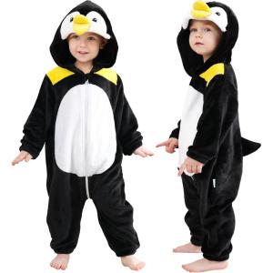 imageLOLANTA Unisex Baby Animal Costumes Toddler Boys Girls Hooded Jumpsuit Kid Halloween Christmas Birthday GiftsPenguin
