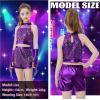 imageLOLANTA Girls Sequin Dance Outfit Crop Sequin Top Metallic Shorts with Tassel Arm Sleeves 513 Years Recital CostumesPurple