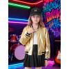 imageLOLANTA Kids Metallic Shiny Jacket Lightweight Y2K Disco Streetwear Rave Party Festivals Costumes Cropped Girls Bomber JacketGold