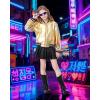 imageLOLANTA Kids Metallic Shiny Jacket Lightweight Y2K Disco Streetwear Rave Party Festivals Costumes Cropped Girls Bomber JacketGold