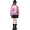 imageLOLANTA Kids Metallic Shiny Jacket Lightweight Y2K Disco Streetwear Rave Party Festivals Costumes Cropped Girls Bomber JacketPink