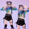 imageLOLANTA Metallic Dance Tops for Girls Long Sleeve Cropped Y2K Top Shiny Disco Streetwear Rave Party Festivals CostumesAurora Color