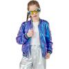 imageLOLANTA Kids Metallic Shiny Jacket Lightweight Y2K Disco Streetwear Rave Party Festivals Costumes Cropped Girls Bomber JacketBlue Purple