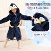 imageLOLANTA Boys Girls Hooded Flannel Bathrobes Kids Soft Sleepwear Animal Dressing Gown Festivals Birthday GiftPenguin