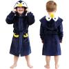 imageLOLANTA Boys Girls Hooded Flannel Bathrobes Kids Soft Sleepwear Animal Dressing Gown Festivals Birthday GiftPenguin