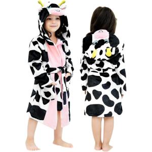 imageLOLANTA Boys Girls Hooded Flannel Bathrobes Kids Soft Sleepwear Animal Dressing Gown Festivals Birthday GiftCow