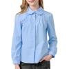 image:imageLOLANTA Girls Long Sleeve Uniform Shirt Kids Button Down Shirts Dress Outfits Blouse with Peter Pan CollarLightblue