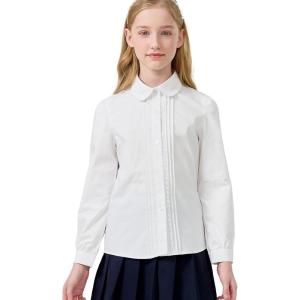 image:imageLOLANTA Girls Long Sleeve Uniform Shirt Kids Button Down Shirts Dress Outfits Blouse with Peter Pan CollarWhitePeter Pan Collar