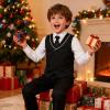 image:imageLOLANTA 4Pcs Boys Formal Suit Kids Tuxedo Vest for Wedding Birthday Party Dress Suits with Shirt and Tie for 313 YearsBlack