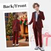 image:imageLOLANTA 4Pcs Boys Suits Shiny Performance Tuxedo Kids Glitter Blazer and Pants with Shirt for Christmas Wedding 512 YearsBurgundy
