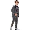 image:imageLOLANTA 4Pcs Boys Suits Shiny Performance Tuxedo Kids Glitter Blazer and Pants with Shirt for Christmas Wedding 512 YearsDarkgrey