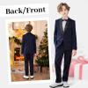 image:imageLOLANTA 4Pcs Boys Suits Shiny Performance Tuxedo Kids Glitter Blazer and Pants with Shirt for Christmas Wedding 512 YearsNavy