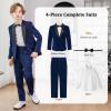 image:imageLOLANTA 4Pcs Boys Suits Shiny Performance Tuxedo Kids Glitter Blazer and Pants with Shirt for Christmas Wedding 512 YearsRoyal Blue