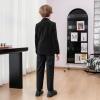 image:imageLOLANTA Boys 4 Piece Velvet Suit Formal Tuxedo Kids Slim Fit Blazer Dress Shirt Pants Outfit with Bow TieBlack Peak Lapel