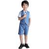 image:imageLOLANTA Boys 4PCs Summer Suits Short Suit Set for Wedding Ring Bearer Outfits Dress Clothes Vest Shirt Shorts Bow TieBlue Plaid