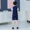 image:imageLOLANTA Boys 4PCs Summer Suits Short Suit Set for Wedding Ring Bearer Outfits Dress Clothes Vest Shirt Shorts Bow TieNavy