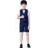 image:imageLOLANTA Boys 4PCs Summer Suits Short Suit Set for Wedding Ring Bearer Outfits Dress Clothes Vest Shirt Shorts Bow TieNavy
